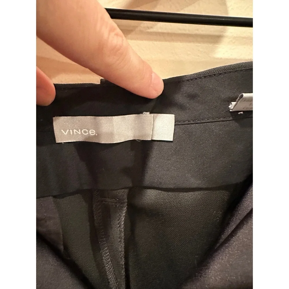 Vince Classic Black Career Pants Women's 12 Wool Stretch Ankle Trousers Highrise